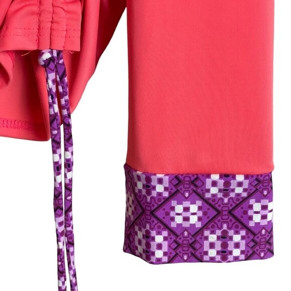 Title Nine Women's size M Long Sleeve Ruched Sides Coral Top - Picture 5 of 7